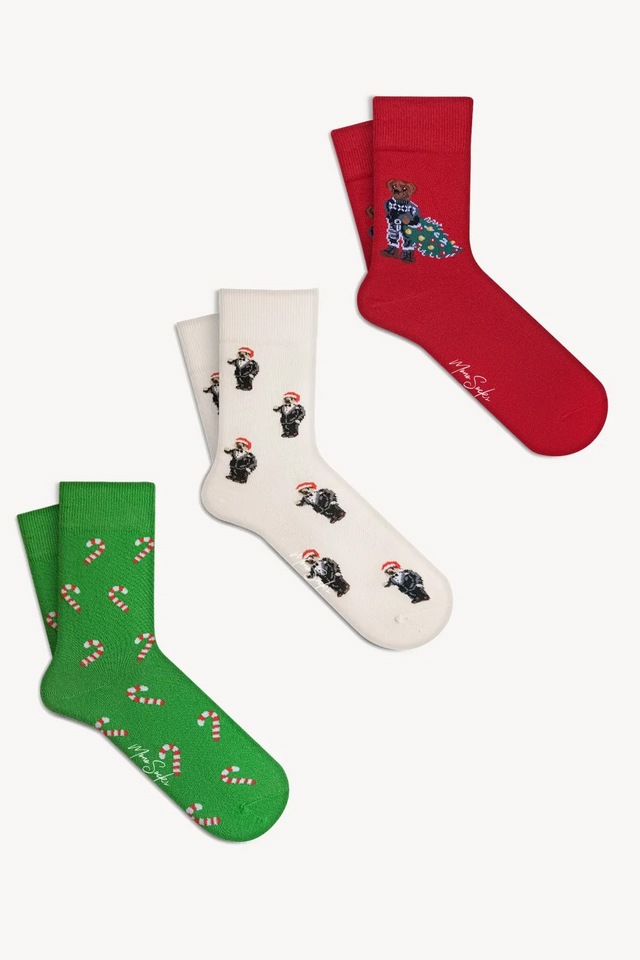Mono Socks Teddy Bear Yılbaşı Christmas Çorabı 3'lü