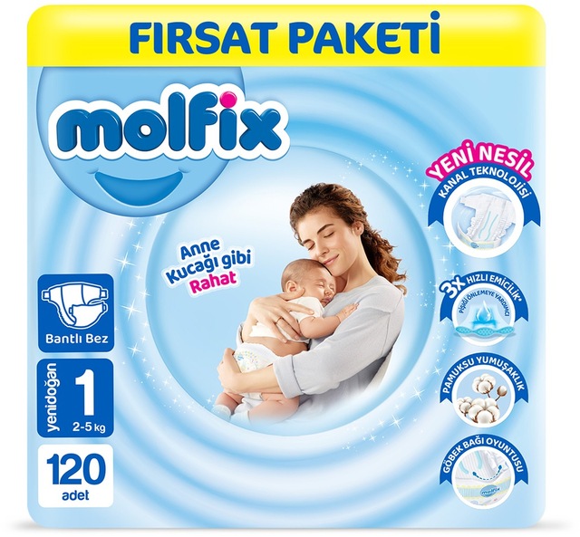 Molfix Bebek Bezi 1 Beden Yenidoğan Fırsat Paketi 120 Adet