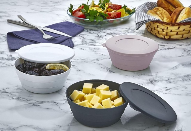 Finehome 3'lü Saklama Kabı Kahvaltılık Çerezlik 350 Ml Siyah-Beyaz-Pembe