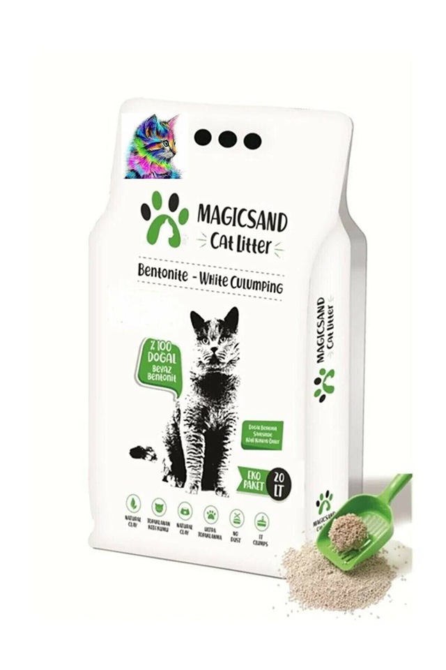 Magicsand Gökkuşağı Topaklaşan İnce Bentonit Kedi Kumu 20 L