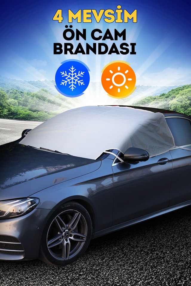 ByLizard Buzlanma Önleyici Kar Örtüsü Su Geçirmez Ön & Yan Cam Araba Brandası