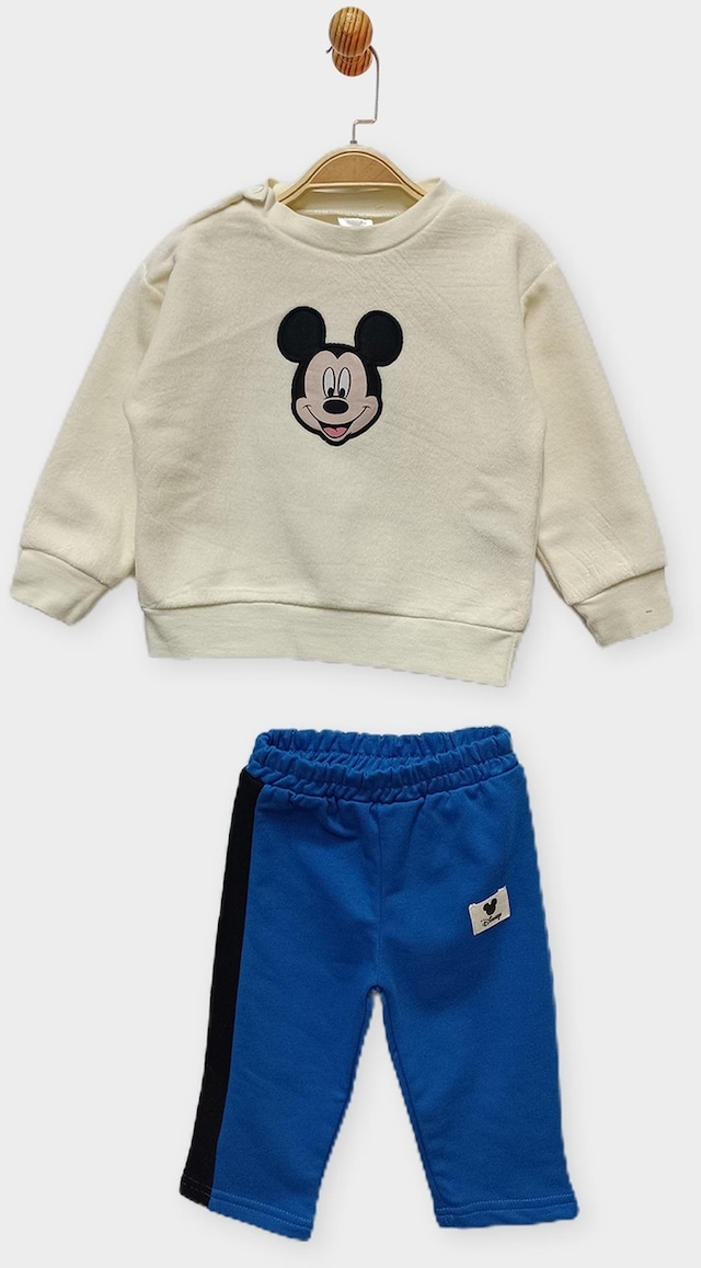 Mickey Mouse Lisanslı Erkek Bebek 2'li Takım Pl22024-ekru
