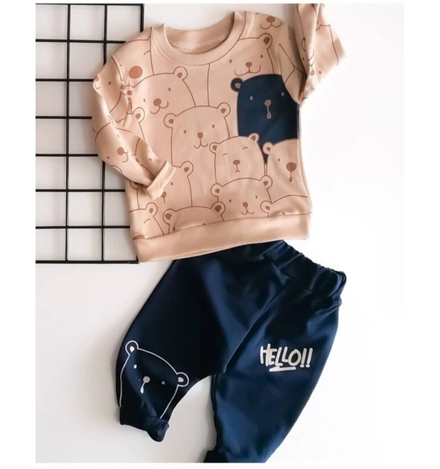 Hello Sevimli Ayılar Baskılı 2'li Bebek Takım