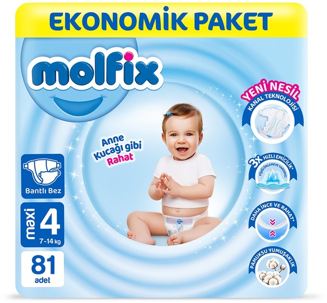 Molfix Bebek Bezi 4 Beden Maxi Ekonomik Paket 81 Adet