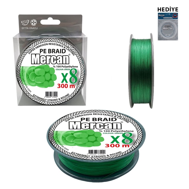 PE Braıd X8 300 M. 1X1 Yeşil Makara Misina
