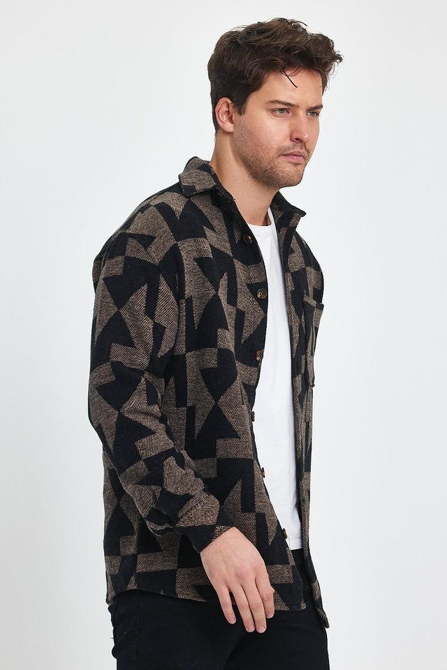 Snazzy Desenli Oduncu Kışlık Kalın Gömlek-kahverengi