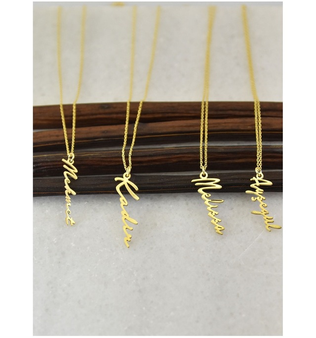 Papatya Silver 925 Ayar Gümüş Altın Kaplama Isim Kolye