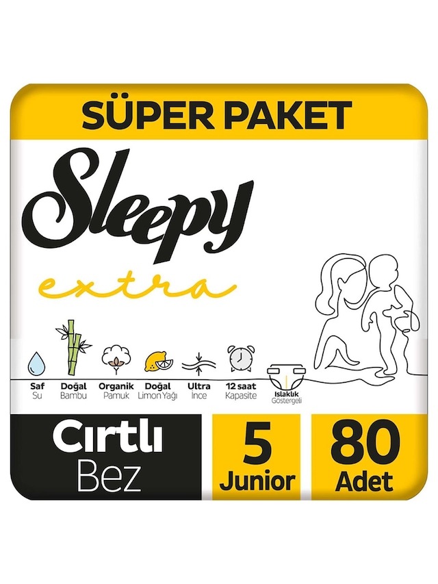 Sleepy Extra Günlük Aktivite Bebek Bezi 5 Numara Junior 80 Adet