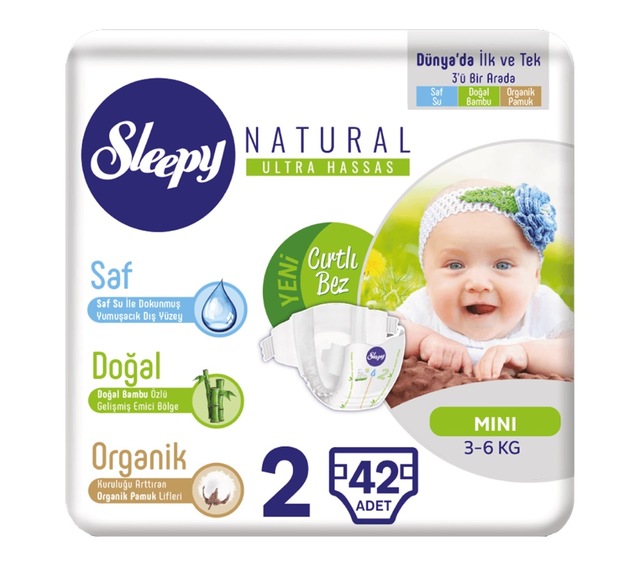 Sleepy Natural Bebek Bezi 3-6 KG 2 Numara Mini 42 Adet