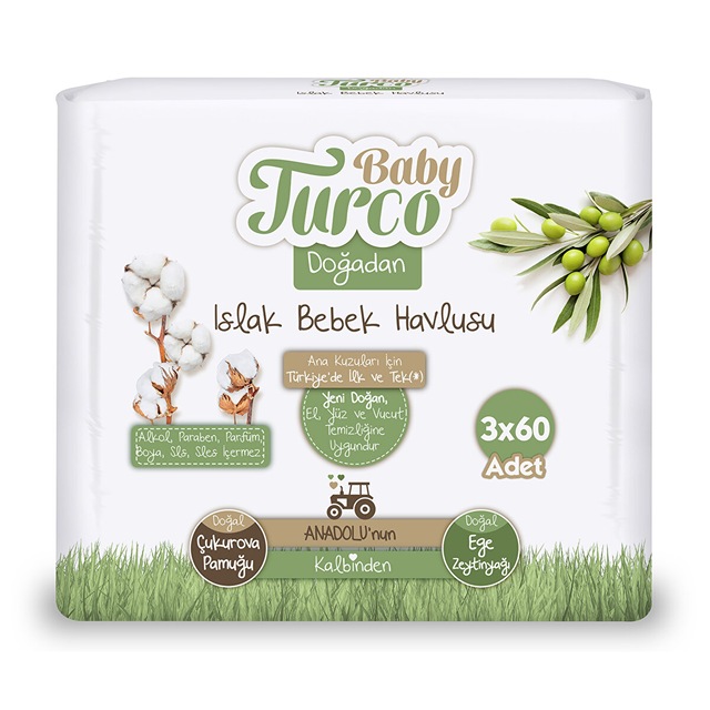 Baby Turco Doğadan Bebek Islak Mendil 3 X 60 Adet