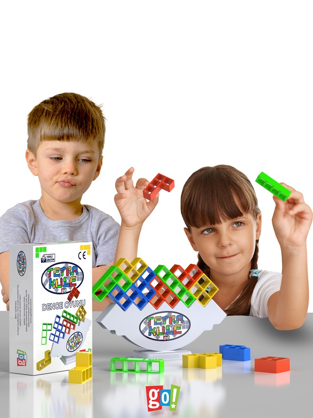 Tetra Kule Renkli Yapı ve Tasarım Eğitici Denge Oyunu 18 Parça
