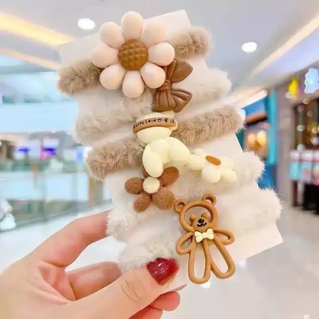 So Much Çocuk Peluş Tedy 5'li Lastik Toka Seti