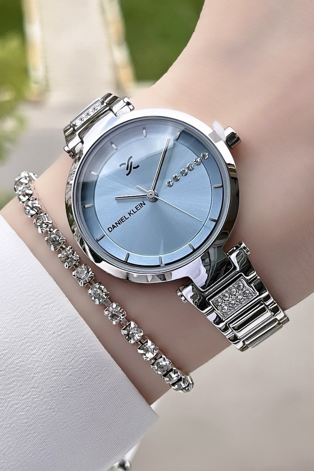 Daniel Klein DKISTE155 Premium Kadranı Mavi Kadın Kol Saati + Bileklik