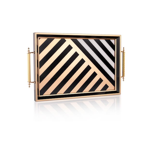 Schafer Kunst Gold/Siyah06 Tepsi 1 Parça