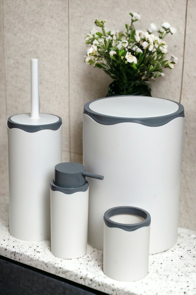 Azra AZR-01-GÜM Akrilik 4 Parça Banyo Takımı Beyaz