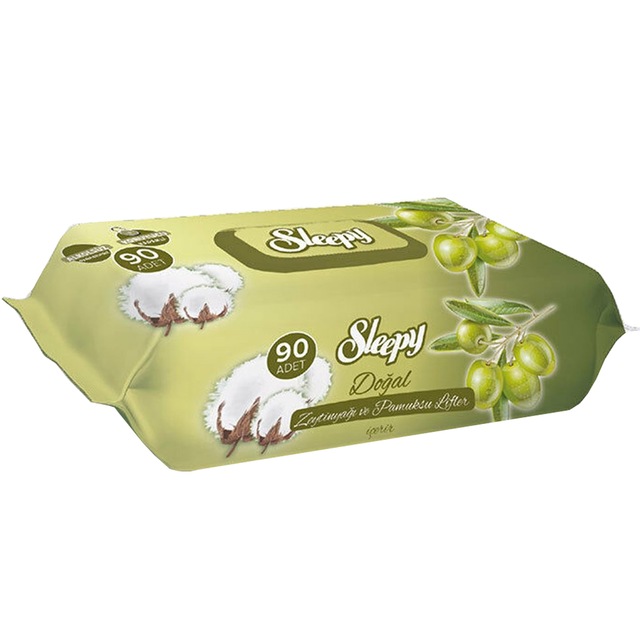 Sleepy Doğal Zeytinyağı Ve Pamuksu Lifler Islak Havlu 90'Lı