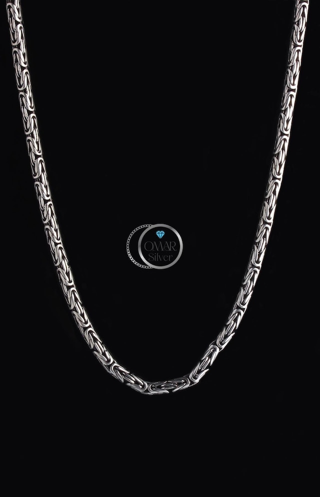 Omar Silver Zincir 925 Ayar 4 Mm Gümüş Erkek Oval Kral Kolye