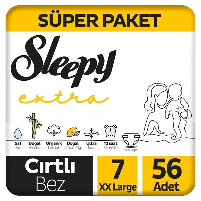 Sleepy Extra Günlük Aktivite Bebek Bezi 7 Numara XXLarge 56 Adet