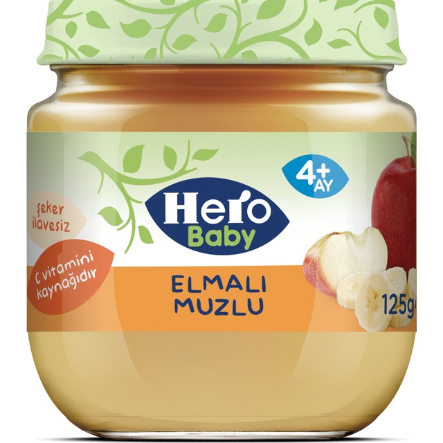Hero Baby Elmalı Muzlu 4+ Ay Kavanoz Maması 125 G