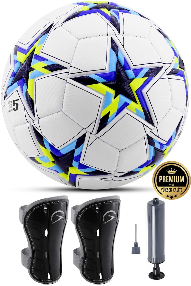 Telvesse 3lü Set Futbol Topu Tekmelik Şampiyonlar Ligi Pompalı Sert Zemin Halı Saha Futbol Topu No:5