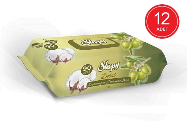 Sleepy Doğal Zeytinyağı Ve Pamuksu Lifler Islak Mendil 12 x 90'lı