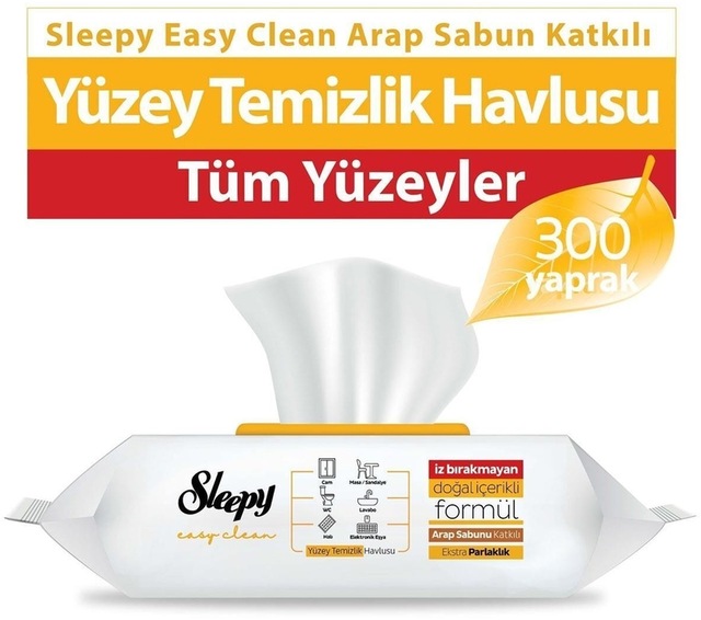 Sleepy Easy Clean Arap Sabunu Katkılı Yüzey Temizlik Havlusu 3 x 100'lü