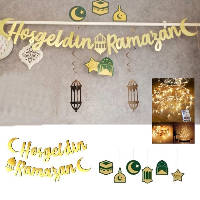 Ramazan Süsleri 6'lı tavan sarkıt süs, hoşgeldin ramazan altın y
