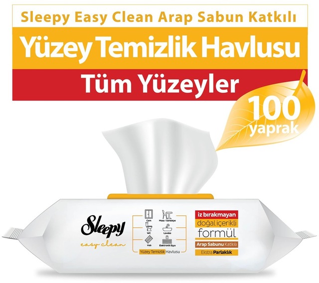 Sleepy Easy Clean Arap Sabunu Katkılı Yüzey Temizlik Havlusu 100 Adet