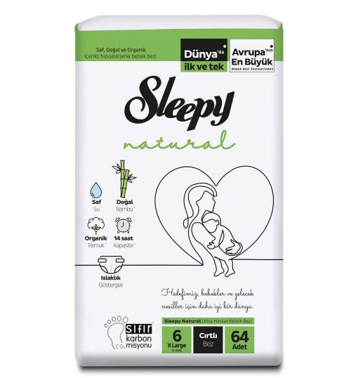 Sleepy Natural Bebek Bezi 6 Numara XL Yeni Jumbo 64 Adet