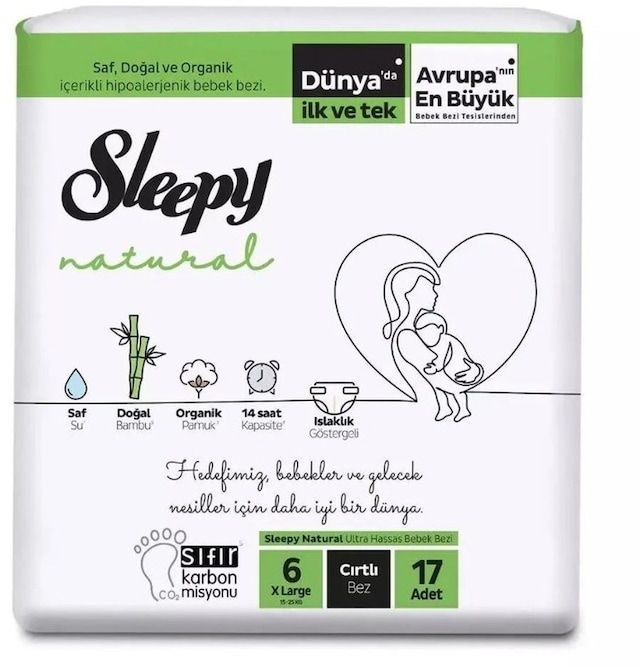 Sleepy Natural Ultra Hassas Bebek Bezi No-6 17 Adet 86812120646