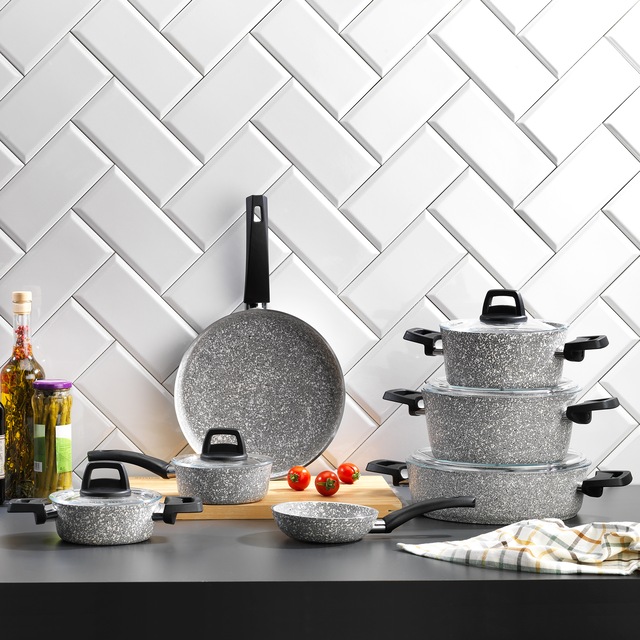 Schafer Dark Storm Tencere Seti 12 Parça Gri