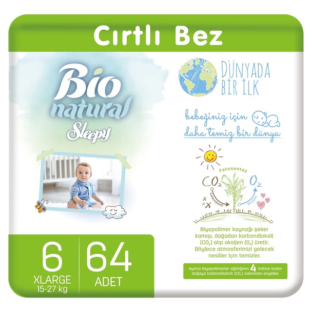 Sleepy Bio Natural Bebek Bezi 6 Numara Xlarge 64 Adet