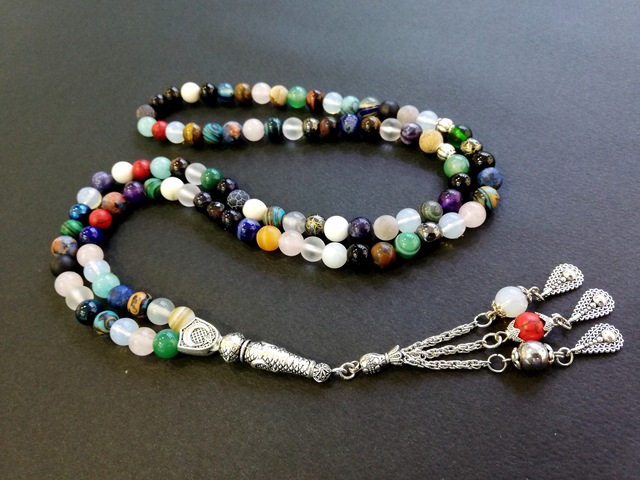 Tesbih Sakarya 99'lu Doğal Taş Namaz Tesbihi Çok Renkli