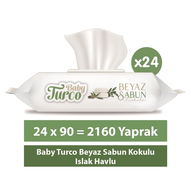 Baby Turco Beyaz Sabun Kokulu Islak Havlu 24 X 90'Lı
