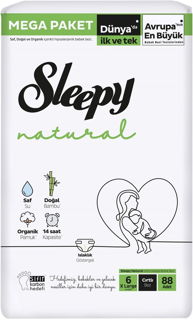 Sleepy Natural Bebek Bezi 6 Numara XL Mega Paket 88 Adet