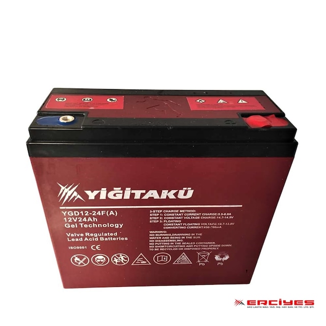Yiğit Akü 12 V 24 Ah Jel Elektrikli Motosiklet Aküsü