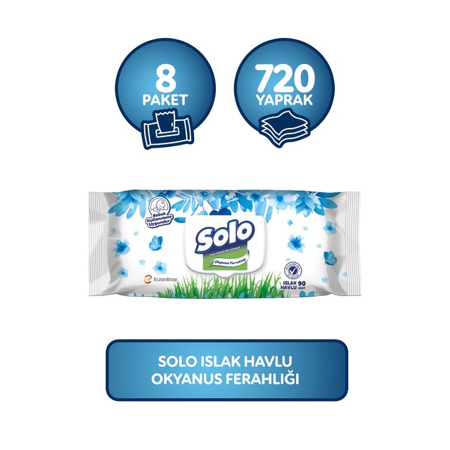 Solo Islak Havlu Okyanus Ferahlığı 8'li Set 720 Yaprak