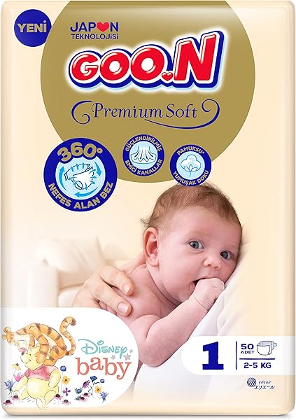 GOO.N Premium Soft 1 Beden 2-5 kg Bebek Bezi (1 x 50 Adet)
