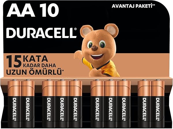 Duracell Alkalin AA Kalem Pil, 1,5 V LR6/MN1500, 10’lu Paket Basic