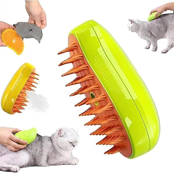 Busstier Buharlı Kedi Ve Köpek Tarağı, Yumuşak Silikon Başlıklı, Kedi Köpek Yıkama Fırçası