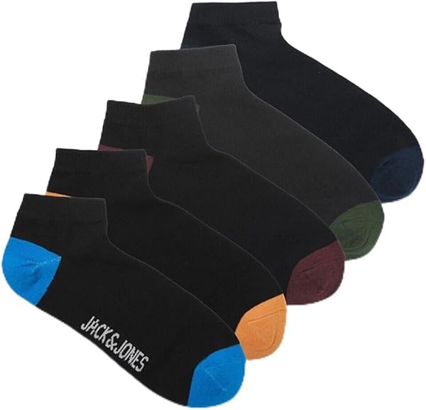 Jack & Jones Erkek JACSOLID SHORT SOCKS 5 PACK Çorap, Siyah, ONE SIZE