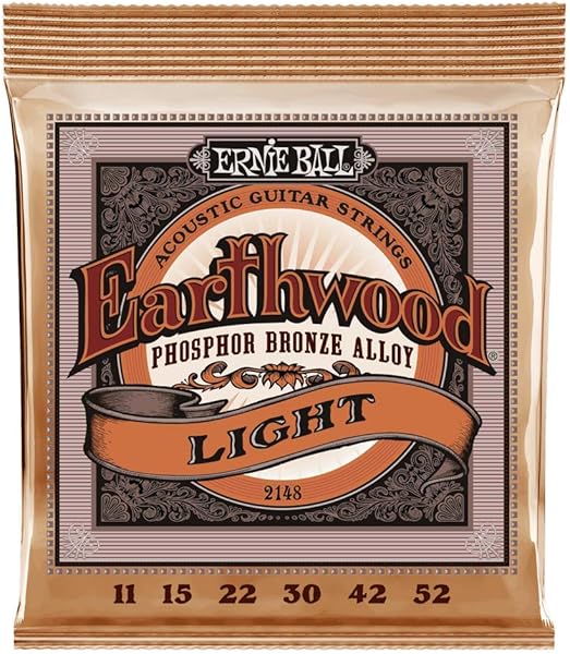 Ernie Ball Earthwood Hafif Akustik Gitar Telleri, Fosfor Bronz, Ölçü 11-52