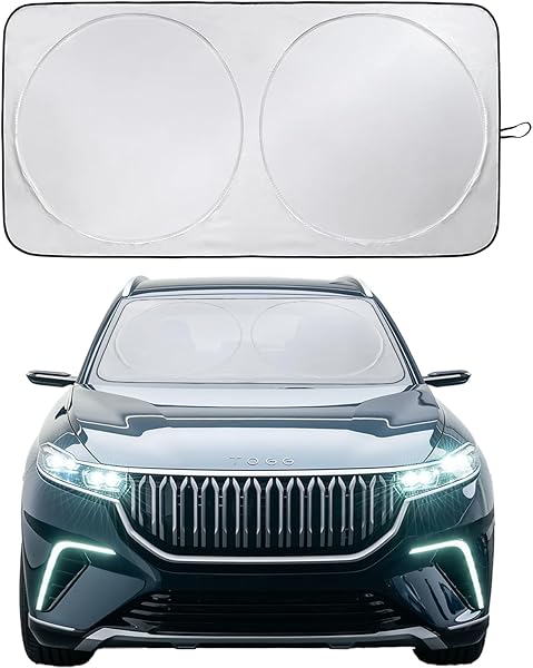 Romofy Araba Ön Cam Güneşlik Kolay Katlanabilir ve Yer Kaplamaz (150cm x 70cm) - UV Koruma ve Isı Azaltma Otomobil Güneşlikle