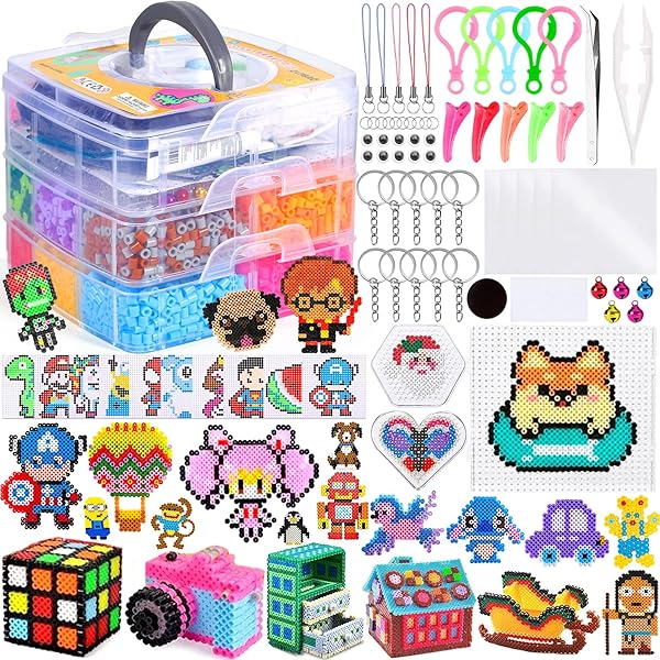 ZLPBAO Ütü boncuğu seti, 11000+ adet Noel boncuğu, saklama kutulu, geçme boncuklar, geçme plakalı 5 mm boncuklar, plakalar, k