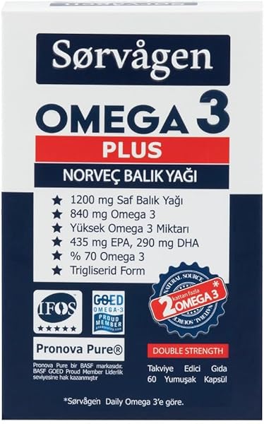 Sorvagen Omega3 Plus 1200mg Balık Yağı, 60 Kapsül
