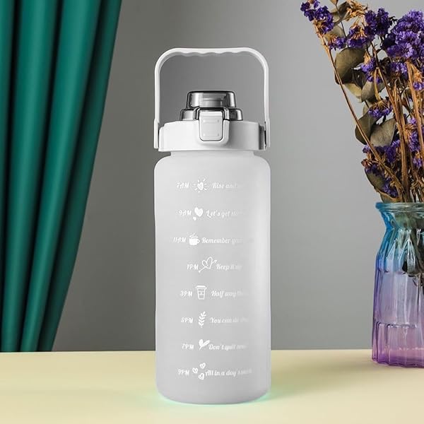 Voit 003 Motivasyon Su Matarası - Su Şisesi - Stickerlı Suluk 2 lt - Gri Beyaz BPA İçermez