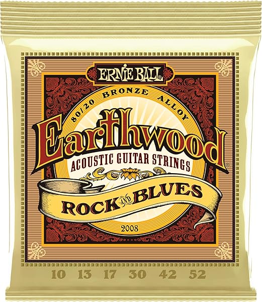 Ernie Ball Earthwood Rock And Blues W/Plain G 80/20 Bronze Acoustic Guitar Strings - 10-52 Gauge