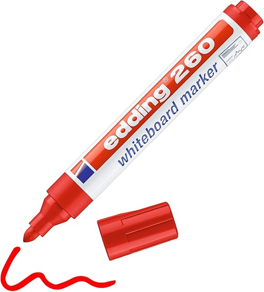 Edding 260 beyaz yazı tahtası kalemi - kırmızı - 1 kalem - yuvarlak uç 1,5-3 mm