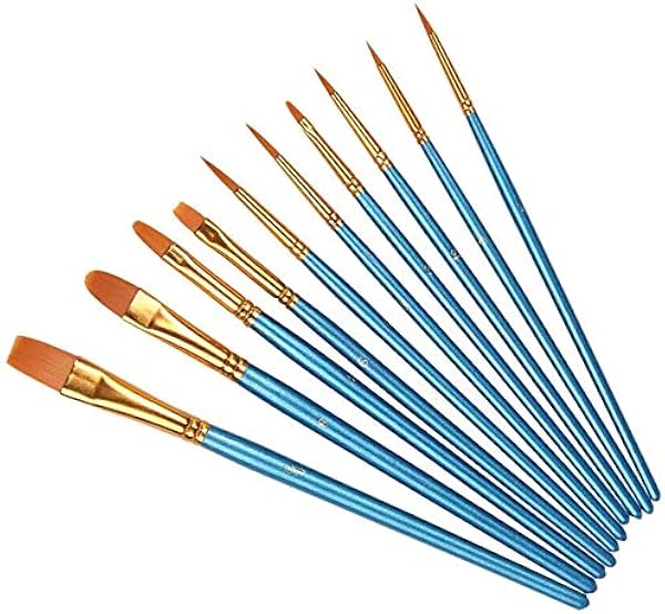 Rmeet sanatçı fırçası seti, 10'lu paket naylon fırça, sanat, resim, akrilik fırça, ince fırça, sanat resim fırçası, sulu boya