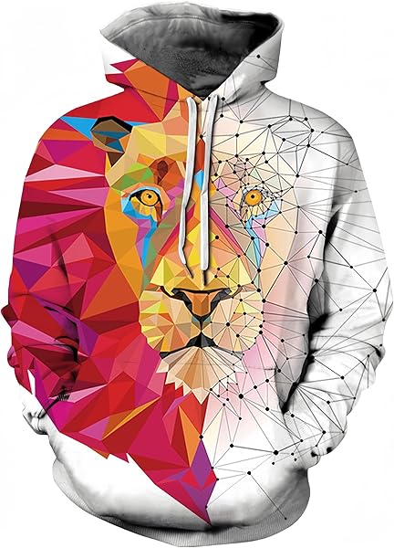 Ocean Plus Erkek Kapüşonlu Sweatshirt Uzun Kollu Kazak Kurt Kaplan Kapşonlu Hoodie